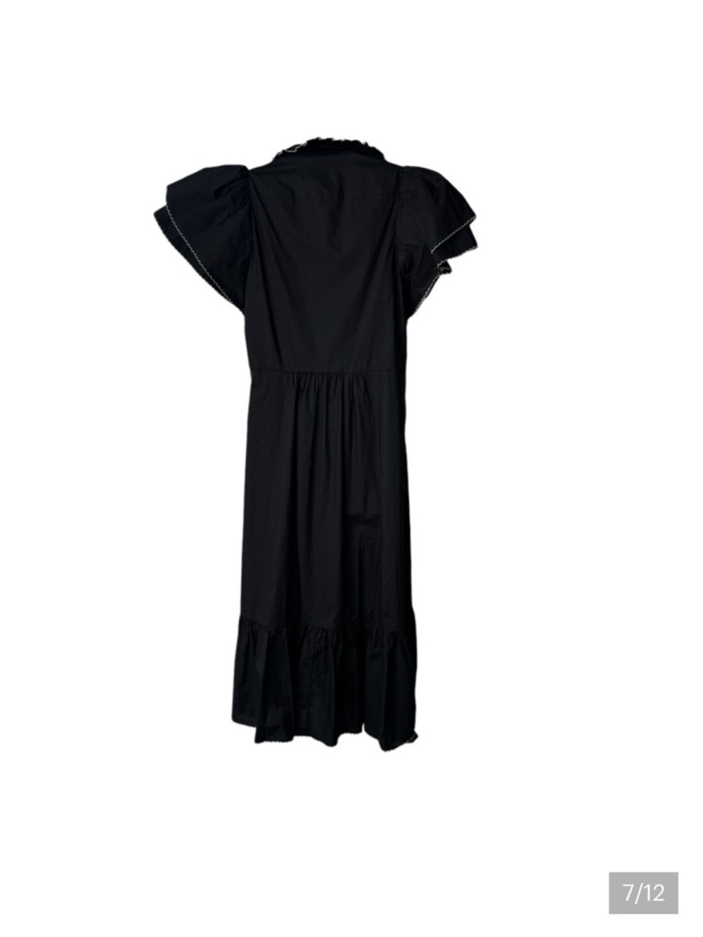 Tuckernuck Alice Black Ruffle-Sleeve Button-Front Midi Dress - Picture 7 of 9